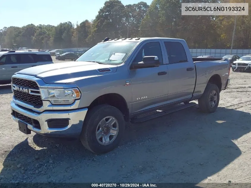 2022 Ram 2500 Tradesman 4X4 6'4 Box VIN: 3C6UR5CL6NG193324 Lot: 40720270