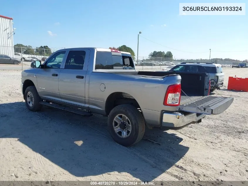 2022 Ram 2500 Tradesman 4X4 6'4 Box VIN: 3C6UR5CL6NG193324 Lot: 40720270