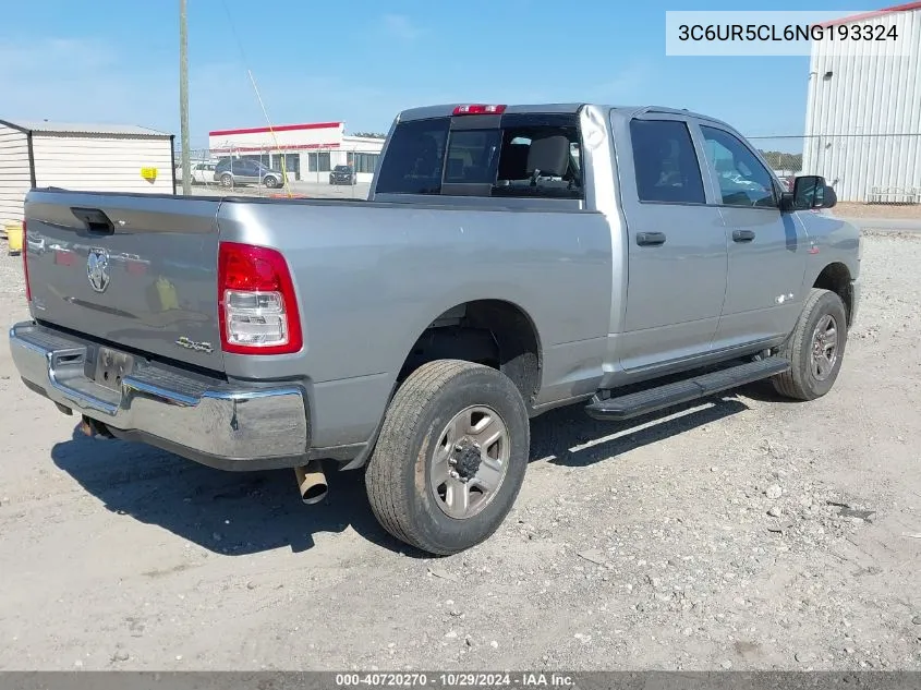 2022 Ram 2500 Tradesman 4X4 6'4 Box VIN: 3C6UR5CL6NG193324 Lot: 40720270