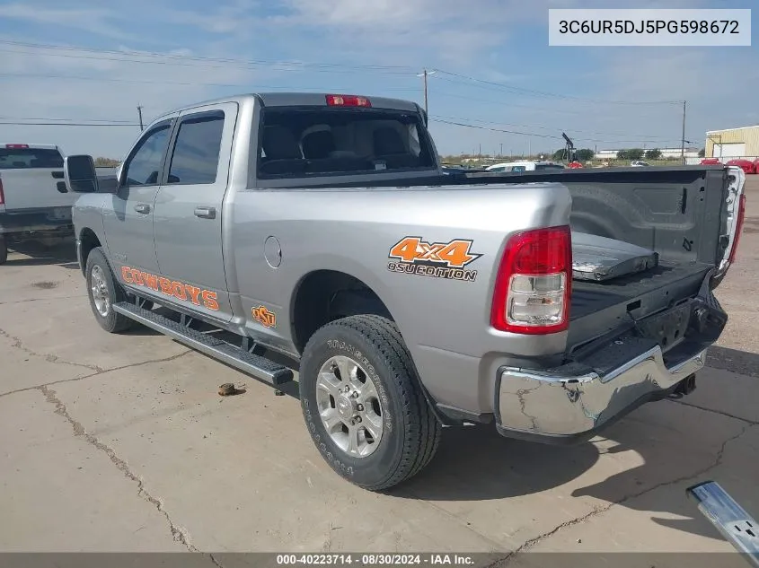 2023 Ram 2500 Big Horn 4X4 6'4 Box VIN: 3C6UR5DJ5PG598672 Lot: 40223714