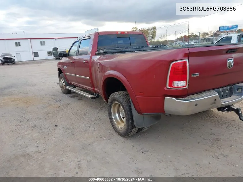 2015 Ram 3500 Laramie VIN: 3C63RRJL6FG703386 Lot: 40605332