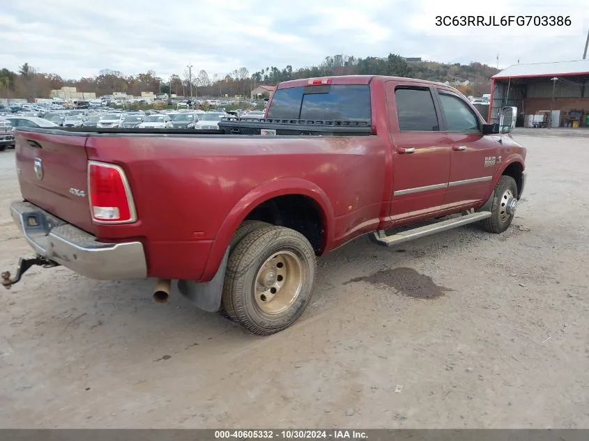 2015 Ram 3500 Laramie VIN: 3C63RRJL6FG703386 Lot: 40605332