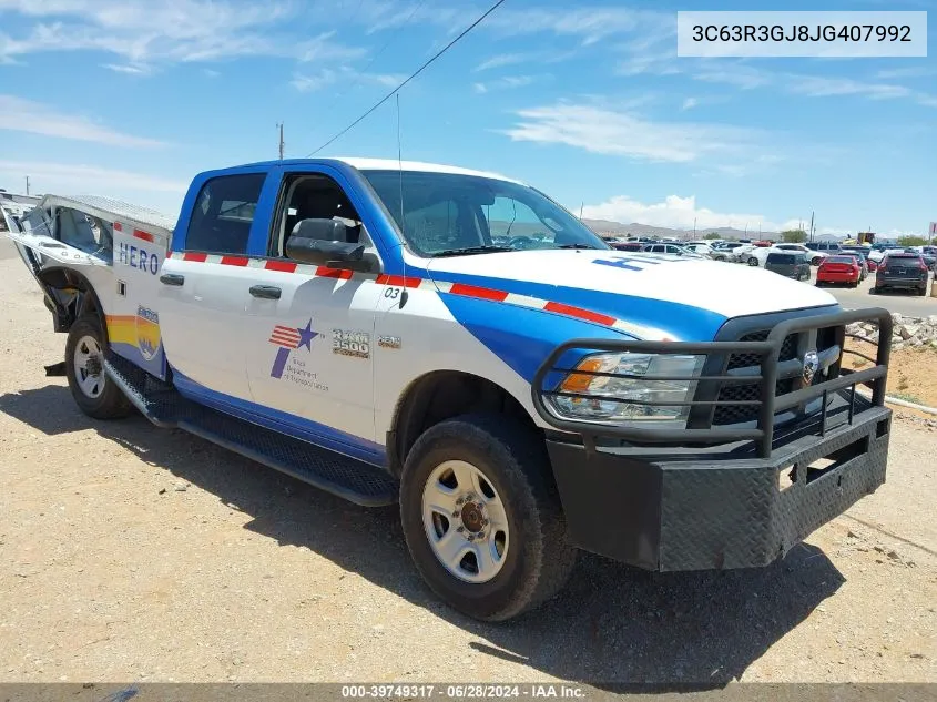 2018 Ram 3500 Tradesman 4X4 8' Box VIN: 3C63R3GJ8JG407992 Lot: 39749317