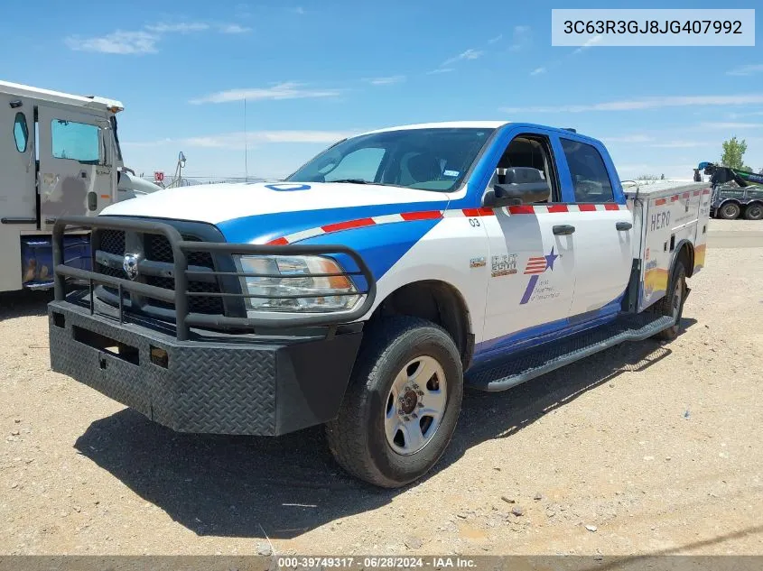 2018 Ram 3500 Tradesman 4X4 8' Box VIN: 3C63R3GJ8JG407992 Lot: 39749317