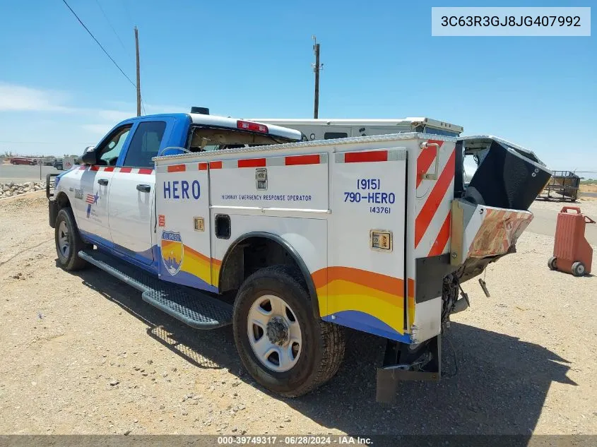 2018 Ram 3500 Tradesman 4X4 8' Box VIN: 3C63R3GJ8JG407992 Lot: 39749317