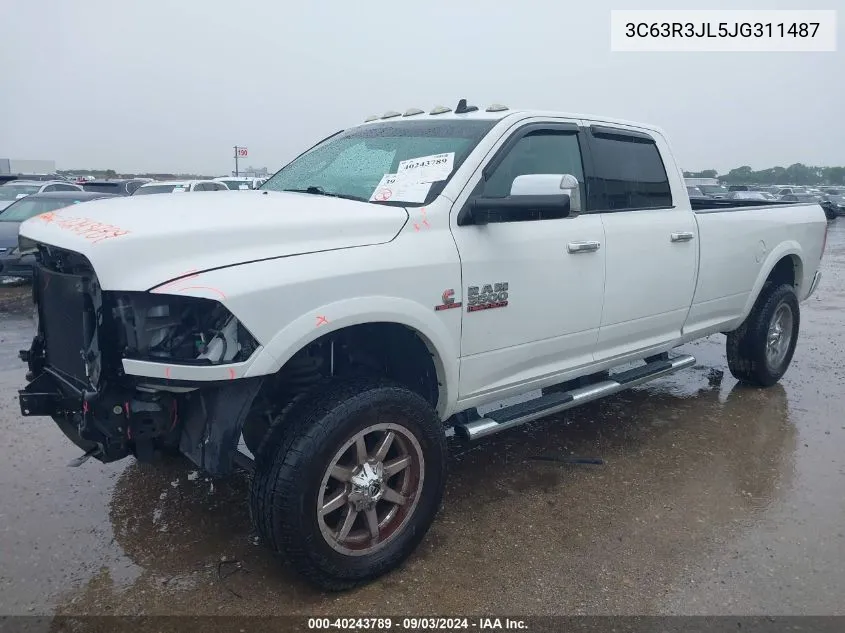 2018 Ram 3500 Laramie 4X4 8' Box VIN: 3C63R3JL5JG311487 Lot: 40243789