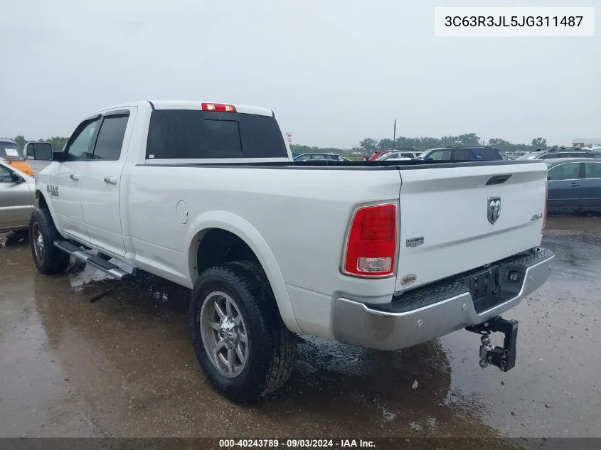 2018 Ram 3500 Laramie 4X4 8' Box VIN: 3C63R3JL5JG311487 Lot: 40243789