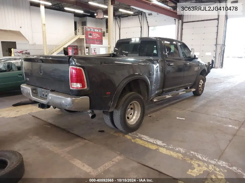 2018 Ram 3500 Laramie 4X4 8' Box VIN: 3C63RRJL2JG410478 Lot: 40592565