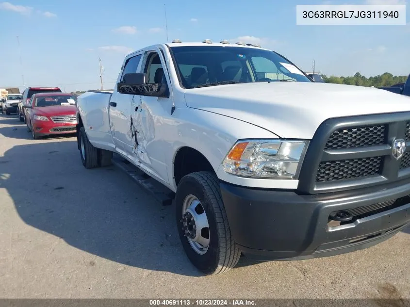 2018 Ram 3500 Tradesman 4X4 8' Box VIN: 3C63RRGL7JG311940 Lot: 40691113