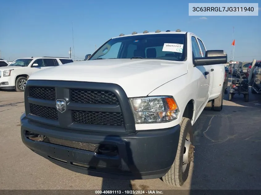 2018 Ram 3500 Tradesman 4X4 8' Box VIN: 3C63RRGL7JG311940 Lot: 40691113