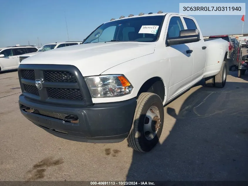 3C63RRGL7JG311940 2018 Ram 3500 Tradesman 4X4 8' Box