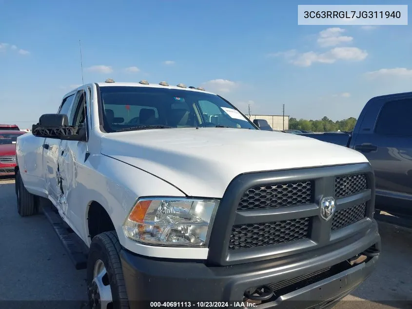 3C63RRGL7JG311940 2018 Ram 3500 Tradesman 4X4 8' Box