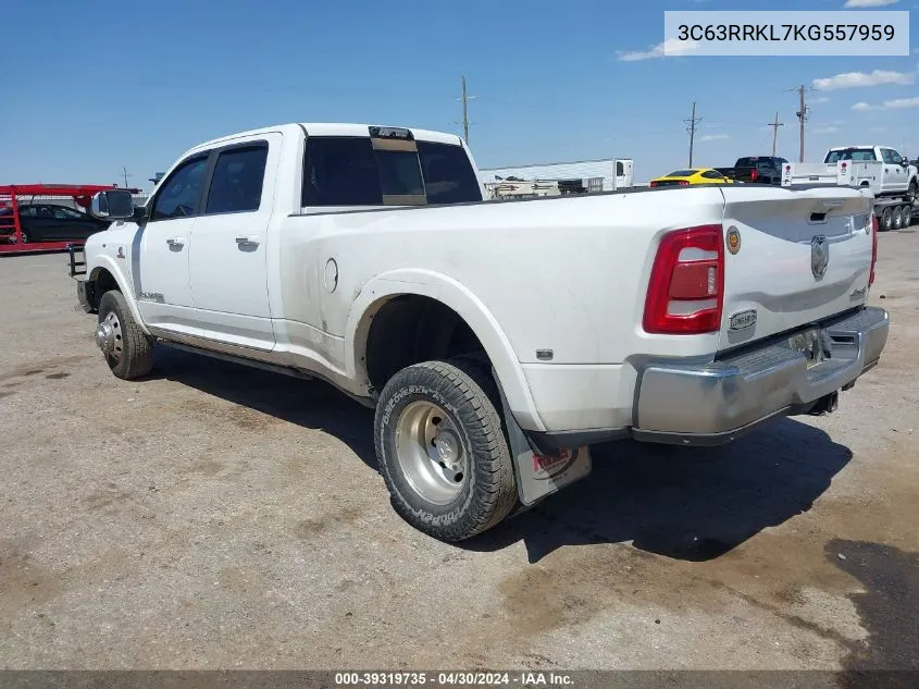 2019 Ram 3500 Longhorn 4X4 8' Box VIN: 3C63RRKL7KG557959 Lot: 39319735