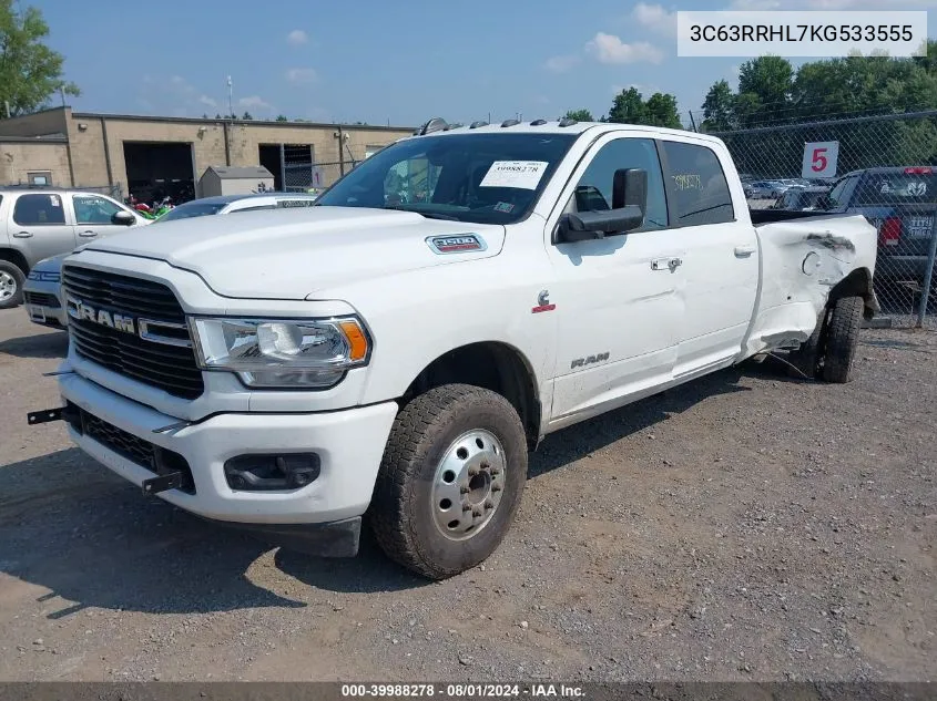 3C63RRHL7KG533555 2019 Ram 3500 Big Horn 4X4 8' Box