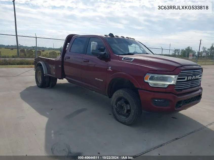 2019 Ram 3500 Laramie 4X4 8' Box VIN: 3C63RRJLXKG533818 Lot: 40644511