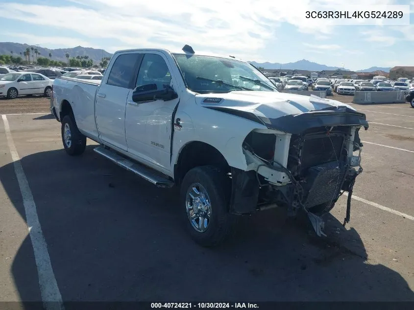 2019 Ram 3500 Big Horn 4X4 8' Box VIN: 3C63R3HL4KG524289 Lot: 40724221