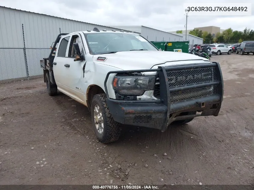 2019 Ram 3500 Tradesman 4X4 8' Box VIN: 3C63R3GJ7KG648492 Lot: 40776755