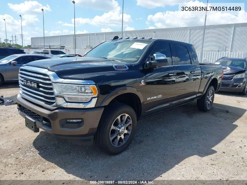 2021 Ram 3500 Limited Longhorn Mega Cab 4X4 6'4 Box VIN: 3C63R3NL7MG514489 Lot: 39819897