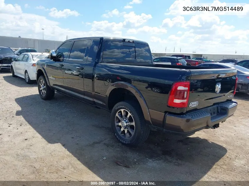 2021 Ram 3500 Limited Longhorn Mega Cab 4X4 6'4 Box VIN: 3C63R3NL7MG514489 Lot: 39819897