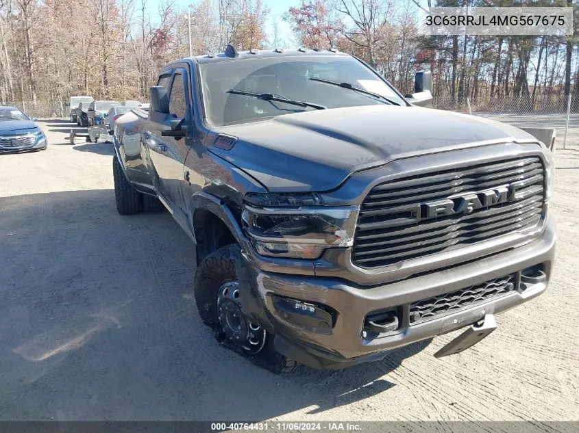 2021 Ram 3500 Laramie 4X4 8' Box VIN: 3C63RRJL4MG567675 Lot: 40764431