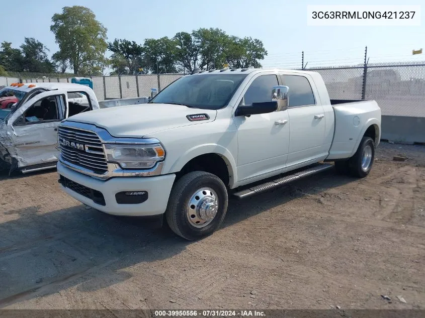 2022 Ram 3500 Laramie Mega Cab 4X4 6'4 Box VIN: 3C63RRML0NG421237 Lot: 39950556