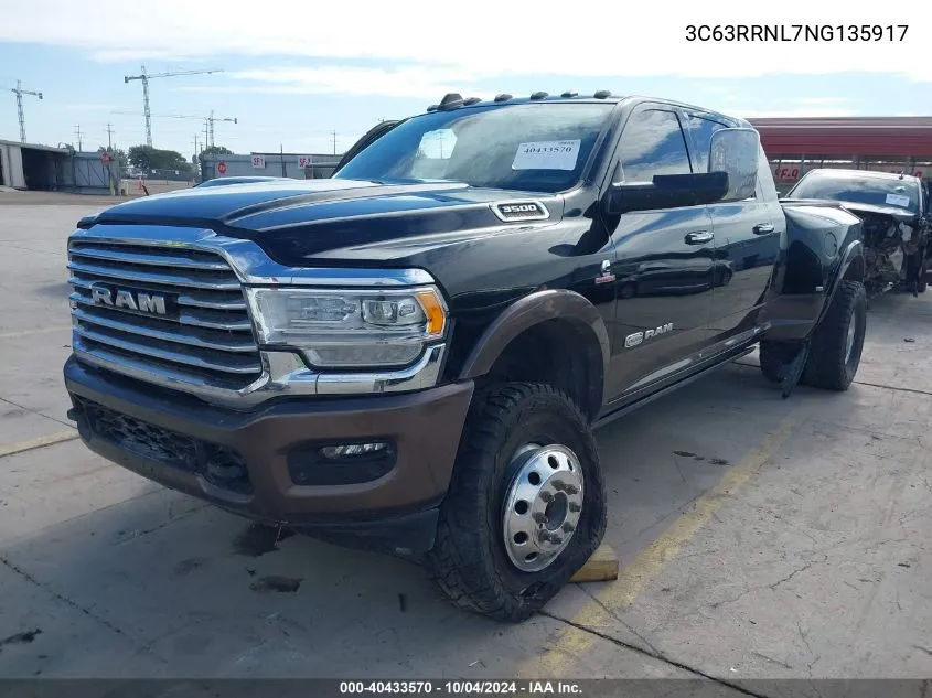 2022 Ram 3500 Limited Longhorn Mega Cab 4X4 6'4 Box VIN: 3C63RRNL7NG135917 Lot: 40433570