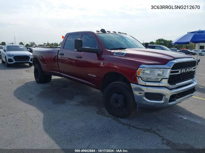 2022 Ram 3500 Tradesman 4X4 8' Box VIN: 3C63RRGL5NG212670 Lot: 40602664