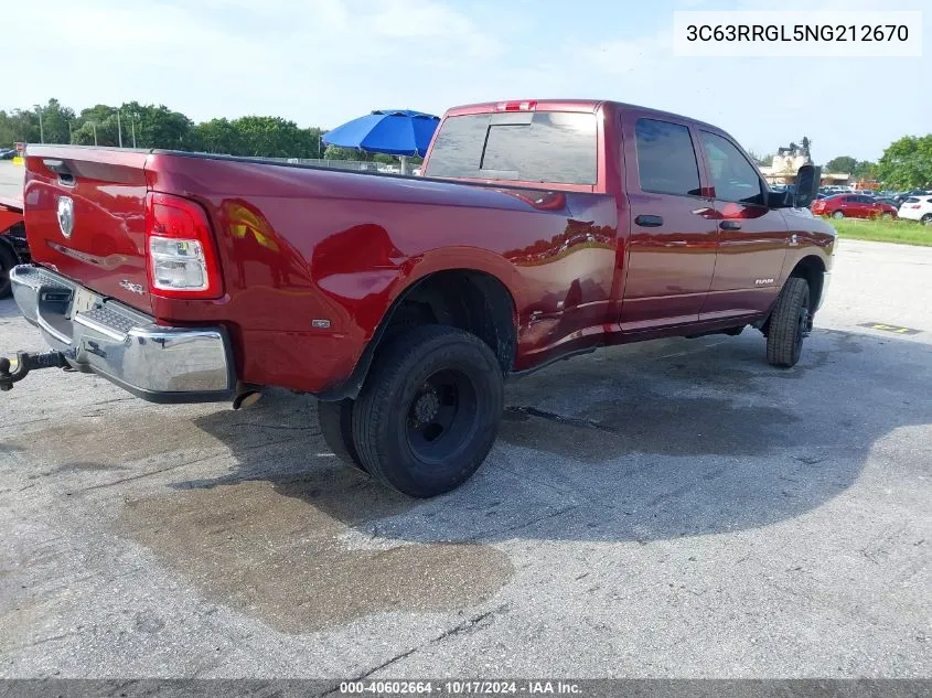 2022 Ram 3500 Tradesman 4X4 8' Box VIN: 3C63RRGL5NG212670 Lot: 40602664