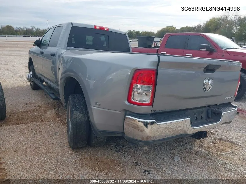 2022 Ram 3500 Tradesman 4X4 8' Box VIN: 3C63RRGL8NG414998 Lot: 40688732