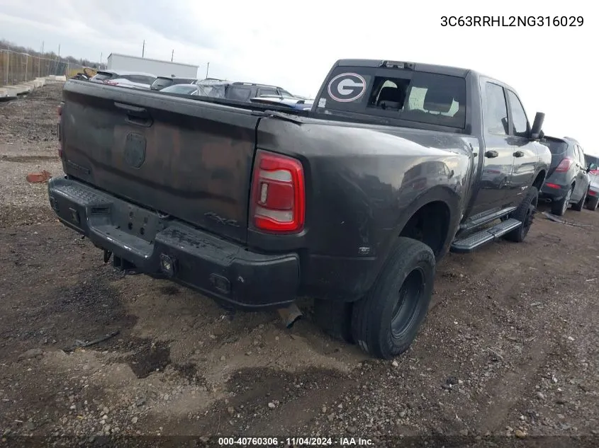 2022 Ram 3500 Big Horn 4X4 8' Box VIN: 3C63RRHL2NG316029 Lot: 40760306