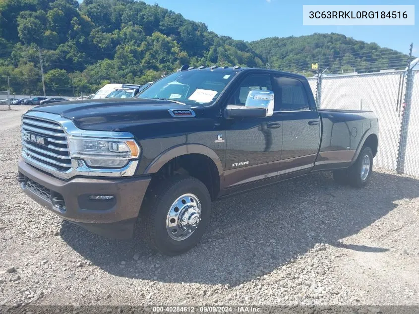 2024 Ram 3500 Limited Longhorn 4X4 8' Box VIN: 3C63RRKL0RG184516 Lot: 40284612