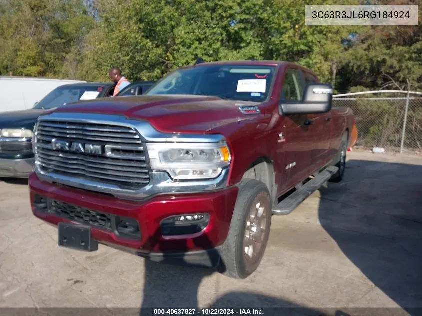 2024 Ram 3500 Laramie 4X4 8' Box VIN: 3C63R3JL6RG184924 Lot: 40637827