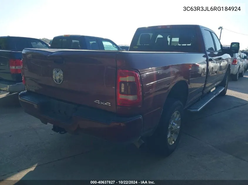 2024 Ram 3500 Laramie 4X4 8' Box VIN: 3C63R3JL6RG184924 Lot: 40637827