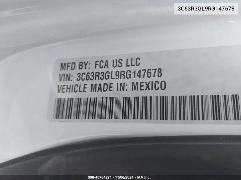 2024 Ram 3500 Tradesman 4X4 8' Box VIN: 3C63R3GL9RG147678 Lot: 40764271