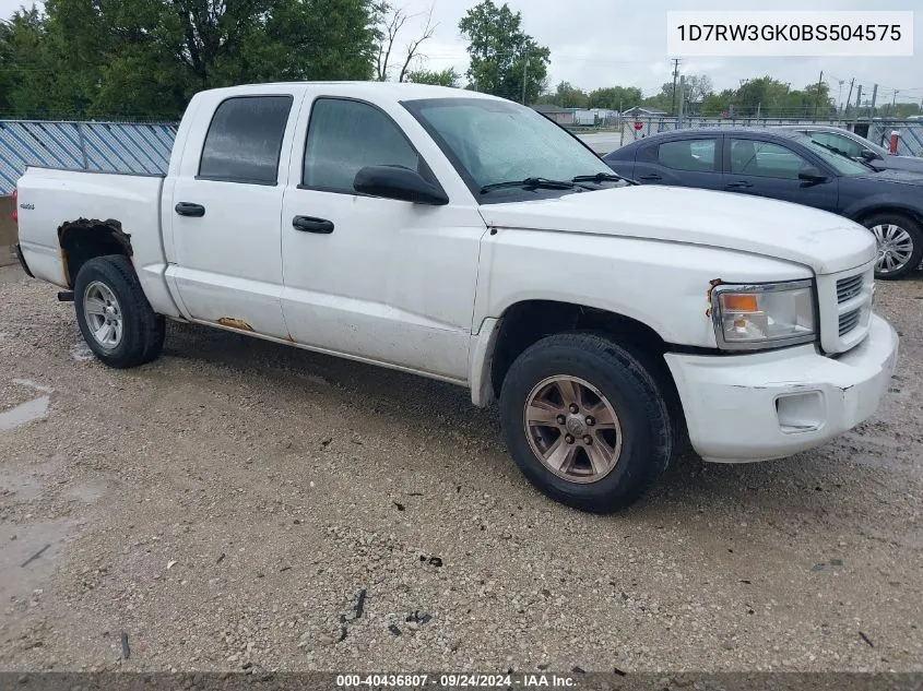 2011 Ram Dakota Sxt VIN: 1D7RW3GK0BS504575 Lot: 40436807