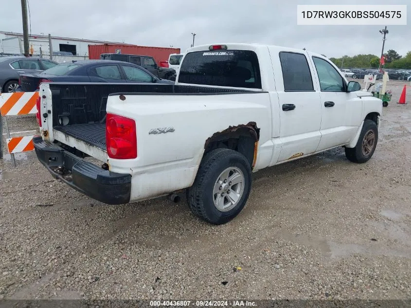 2011 Ram Dakota Sxt VIN: 1D7RW3GK0BS504575 Lot: 40436807