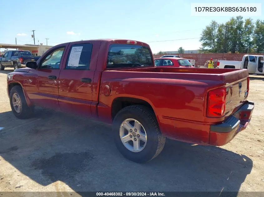 2011 Ram Dakota Bighorn/Lonestar VIN: 1D7RE3GK8BS636180 Lot: 40468302