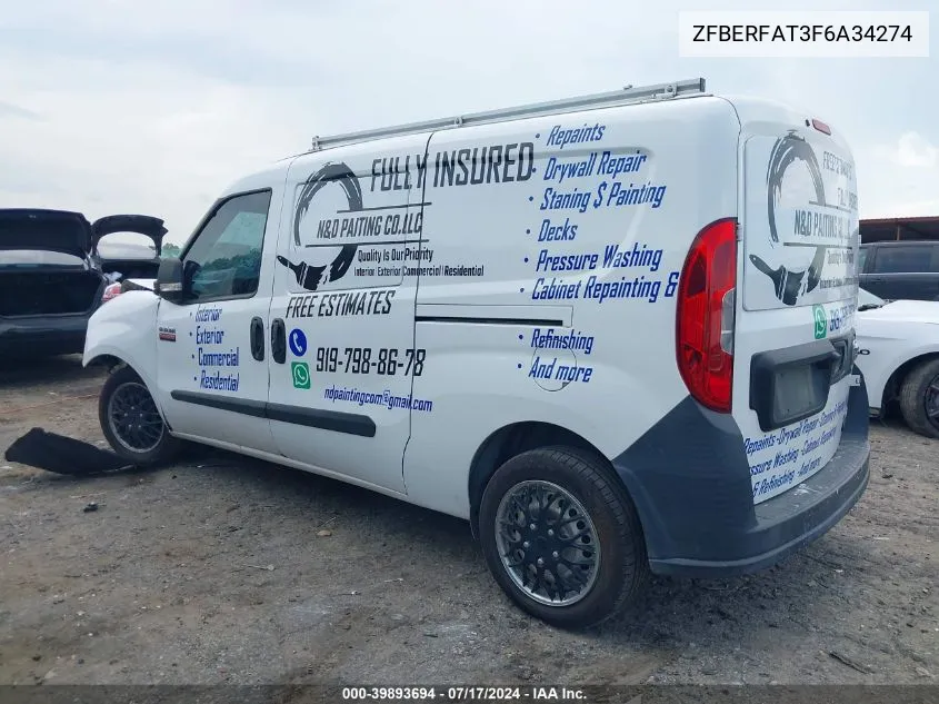 2015 Ram Promaster City Tradesman VIN: ZFBERFAT3F6A34274 Lot: 39893694