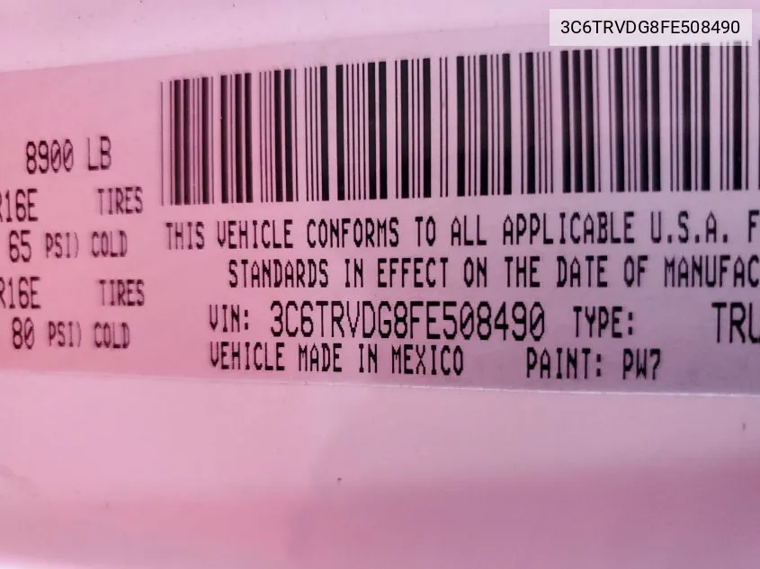 3C6TRVDG8FE508490 2015 Ram Promaster 2500 2500 High