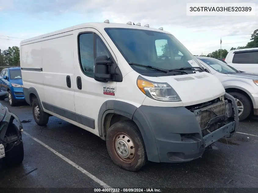 2017 Ram Promaster 1500 Low Roof 136 Wb VIN: 3C6TRVAG3HE520389 Lot: 40077232