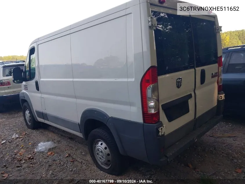 3C6TRVNGXHE511652 2017 Ram Promaster 1500 Low Roof 118 Wb