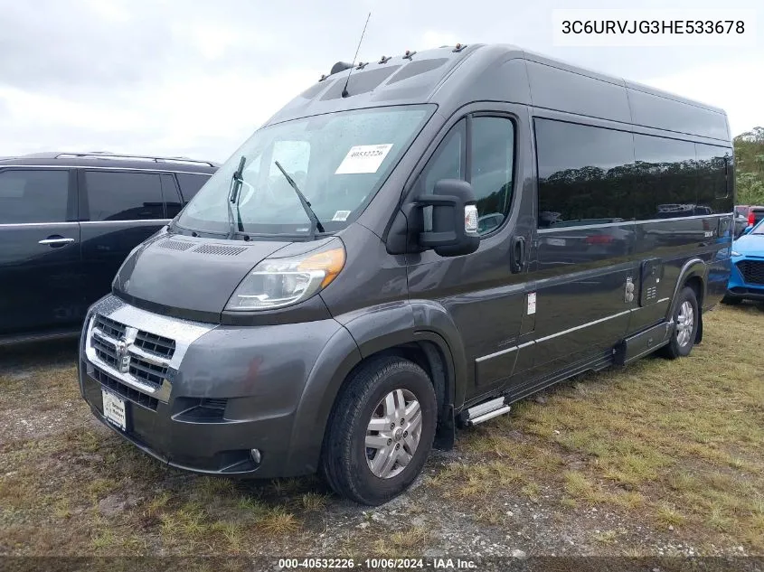 2017 Ram Promaster 3500 Cargo Van High Roof 159 Wb Ext VIN: 3C6URVJG3HE533678 Lot: 40532226