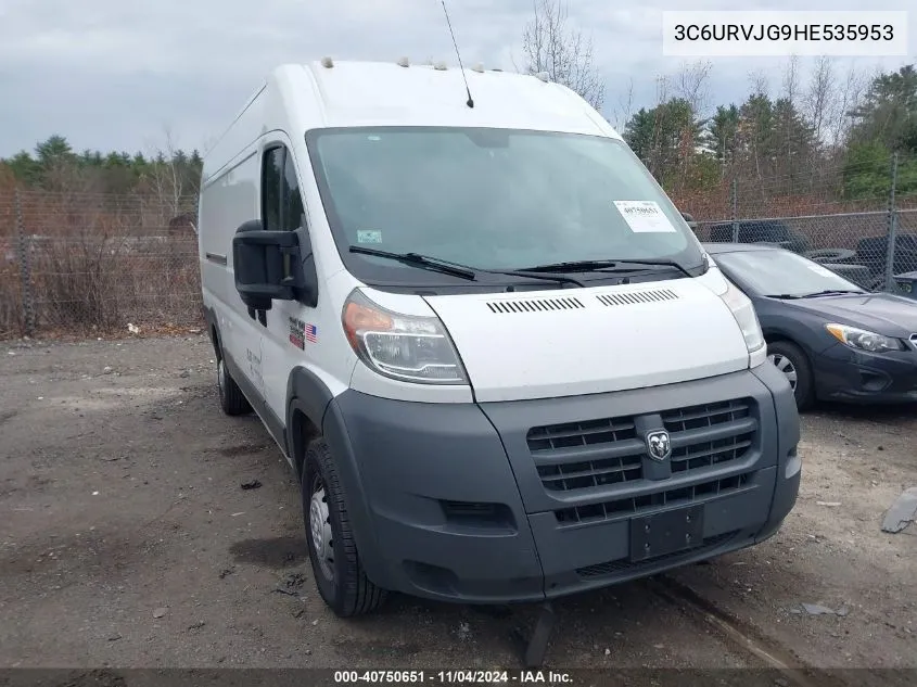 2017 Ram Promaster 3500 Cargo Van High Roof 159 Wb Ext VIN: 3C6URVJG9HE535953 Lot: 40750651