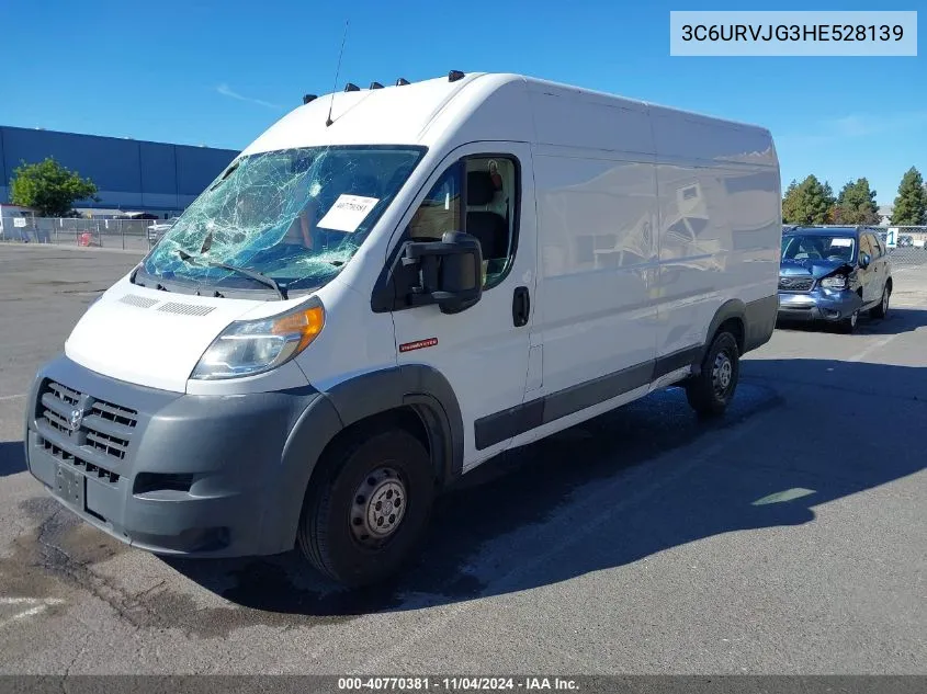 2017 Ram Promaster 3500 Cargo Van High Roof 159 Wb Ext VIN: 3C6URVJG3HE528139 Lot: 40770381