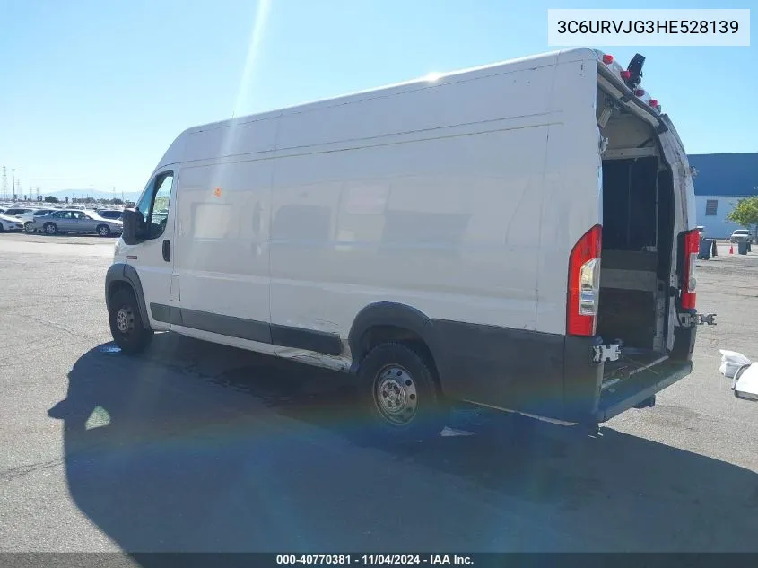 2017 Ram Promaster 3500 Cargo Van High Roof 159 Wb Ext VIN: 3C6URVJG3HE528139 Lot: 40770381