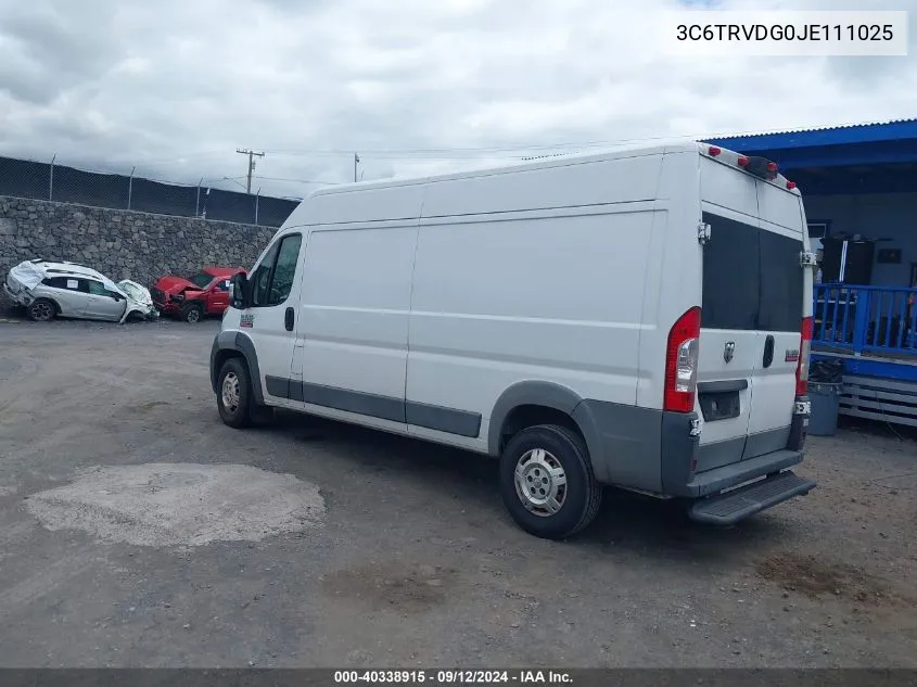 3C6TRVDG0JE111025 2018 Ram Promaster 2500 High Roof 159 Wb