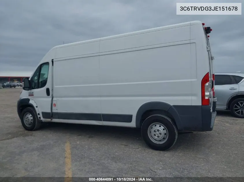 2018 Ram Promaster 2500 High Roof 159 Wb VIN: 3C6TRVDG3JE151678 Lot: 40644091