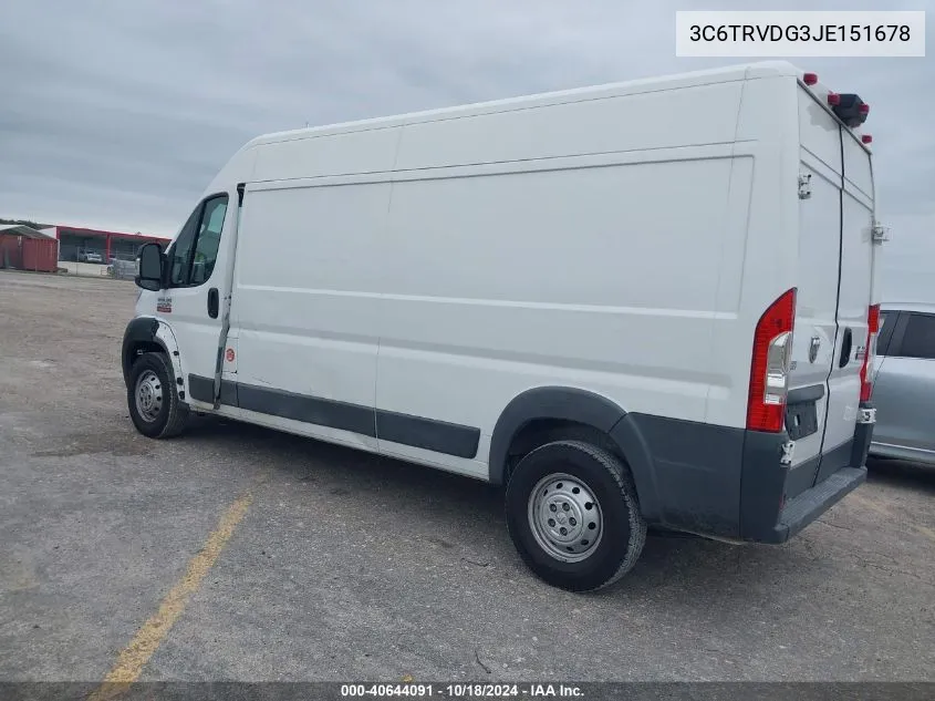 2018 Ram Promaster 2500 High Roof 159 Wb VIN: 3C6TRVDG3JE151678 Lot: 40644091