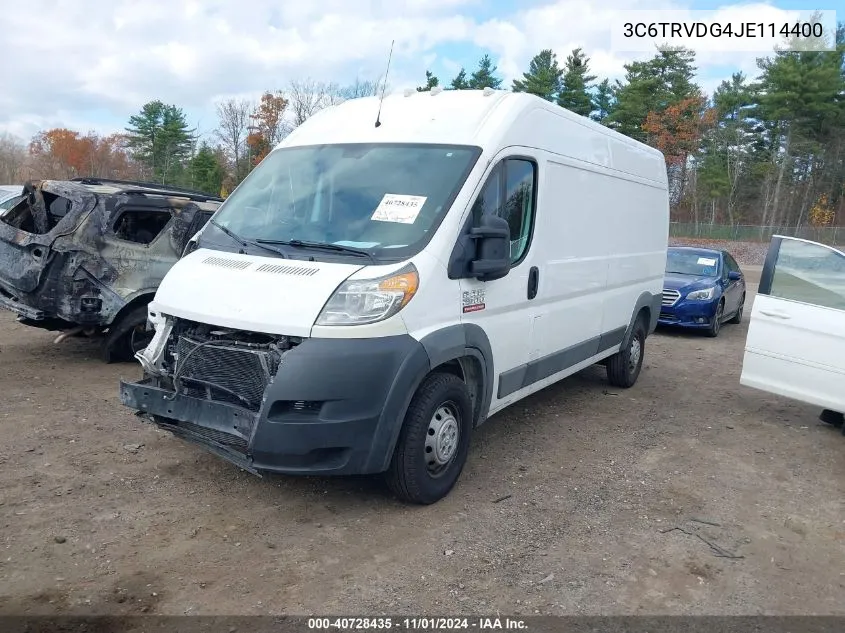 2018 Ram Promaster 2500 High Roof 159 Wb VIN: 3C6TRVDG4JE114400 Lot: 40728435