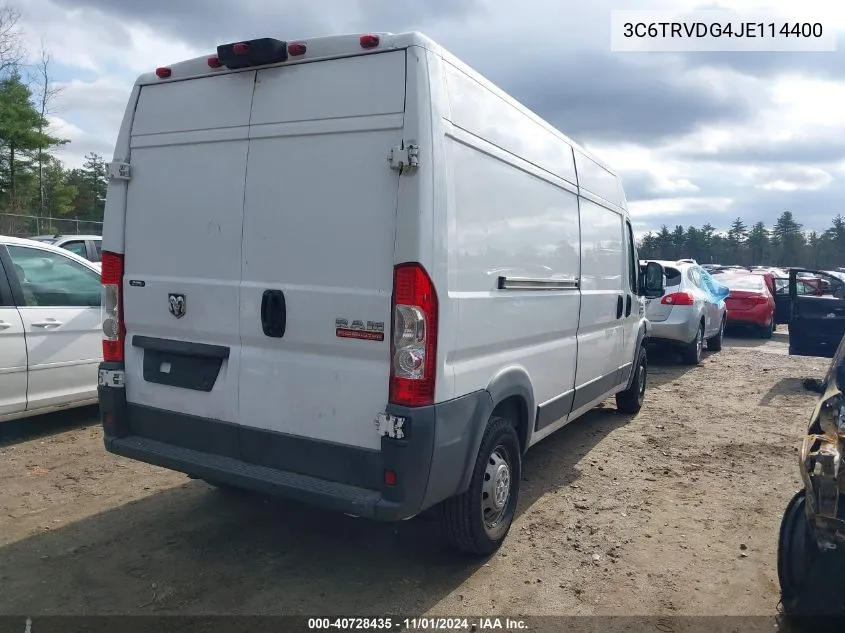 2018 Ram Promaster 2500 High Roof 159 Wb VIN: 3C6TRVDG4JE114400 Lot: 40728435